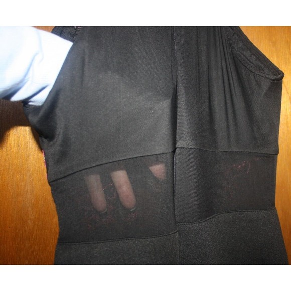 B Darlin Black Halter Neck Sheer Fitted Sheath Bodycon Cocktail Dress Sz S Roses - Picture 6 of 6